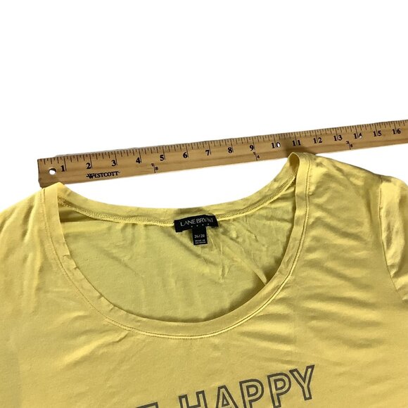 Lane Bryant Womens Plus Size 26/28 Yellow Graphic Tee "Be Happy Be Bright Be You - Picture 9 of 12